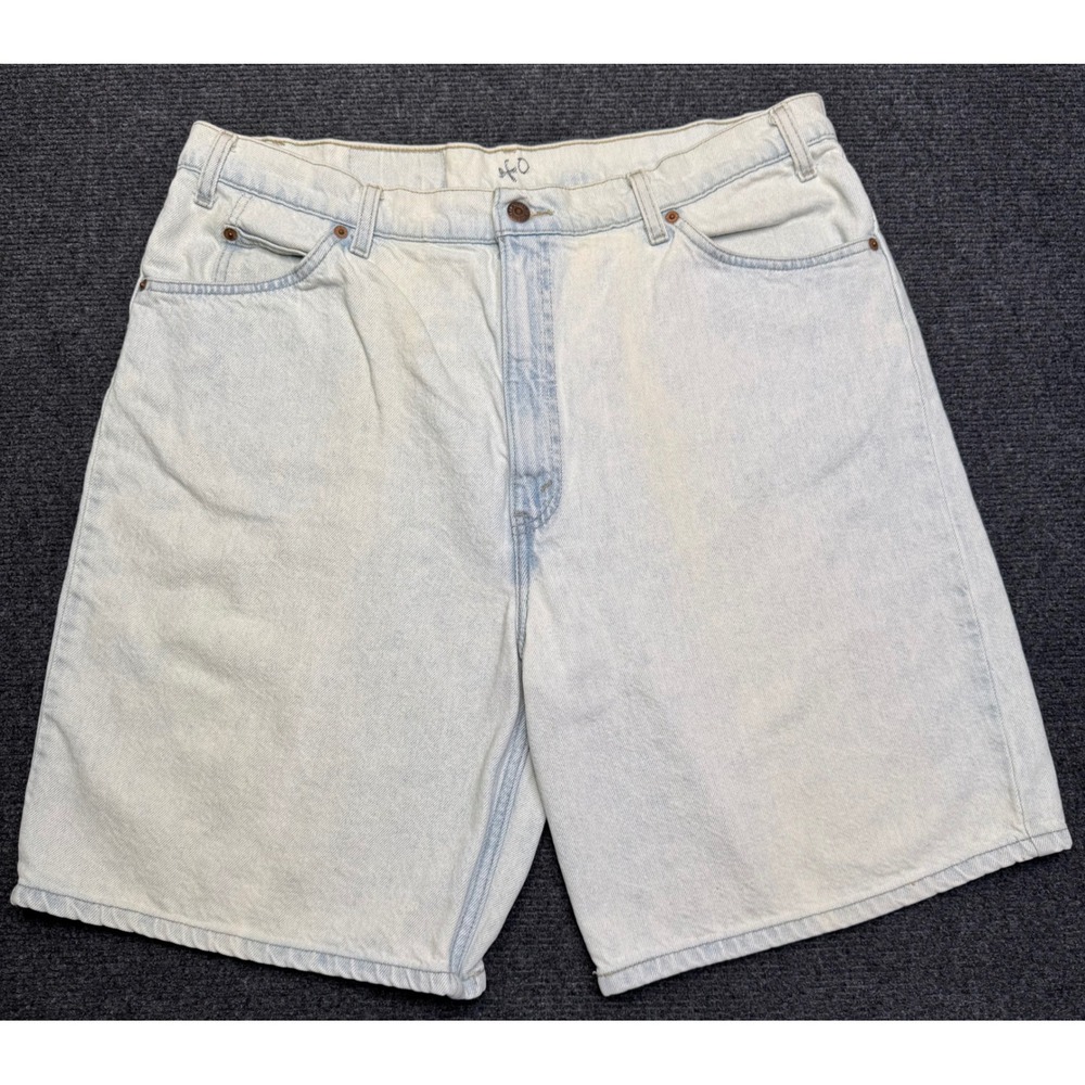 Vintage Levis 550 Orange Tab Relaxed Fit Denim Shorts Light Wash Mens 40 90s